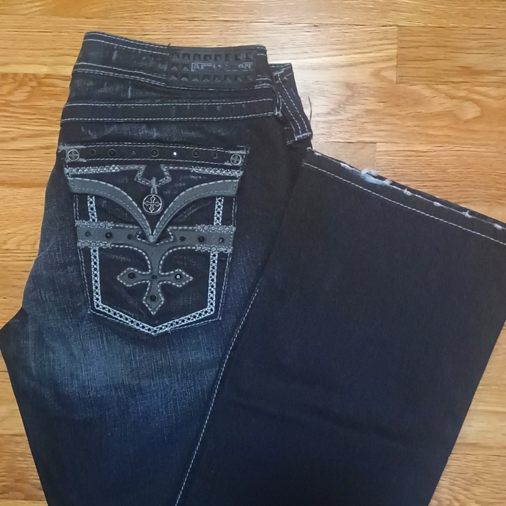 Affliction Women's Boot Cut Jeans - Black with Gray Accents